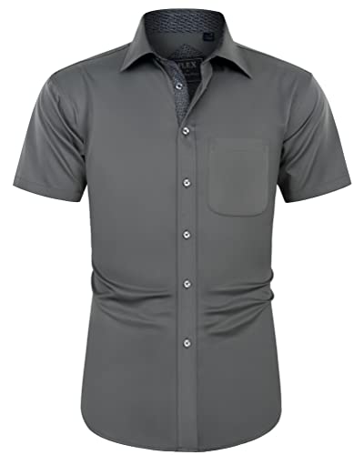 Short Sleeve Dress Shirts with Pocket Wrinkle-Free Business Shirt