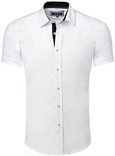 men's short-sleeved shirt, plain summer shirt in regular fit