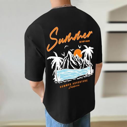 Short Sleeve Crew Neck Summer Backprint Printed Top T-Shirts