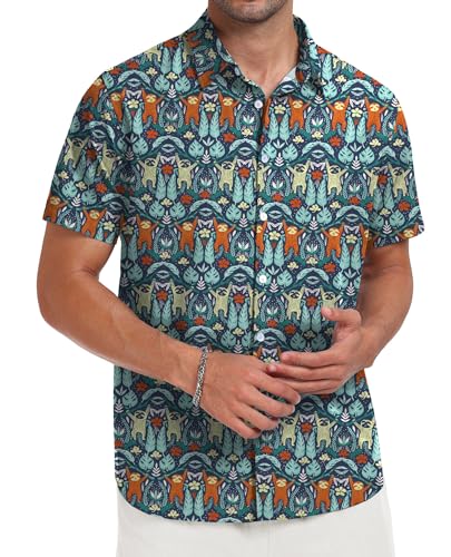 Short Sleeve Button Down Printed Aloha Summer Beach Shirts