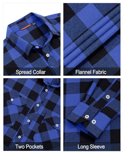 Men's Flannel Plaid Long Sleeve Regular Fit Casual Button Down Shirt