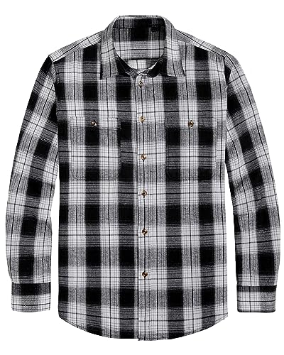 Men's Flannel Plaid Long Sleeve Regular Fit Casual Button Down Shirt