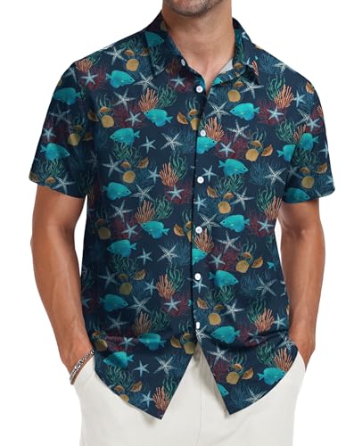 Short Sleeve Button Down Printed Aloha Summer Beach Shirts