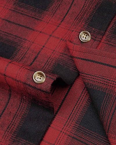 Men's Flannel Plaid Long Sleeve Regular Fit Casual Button Down Shirt