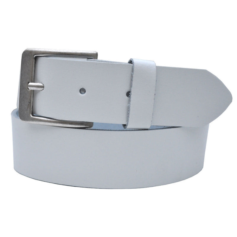 Nickel-free genuine leather belt with antique silver buckle, 4 cm wide