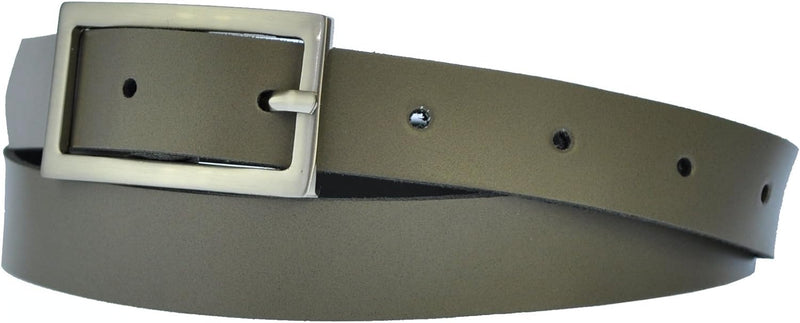 Narrow 2 cm wide genuine leather belt with 4 square buckles