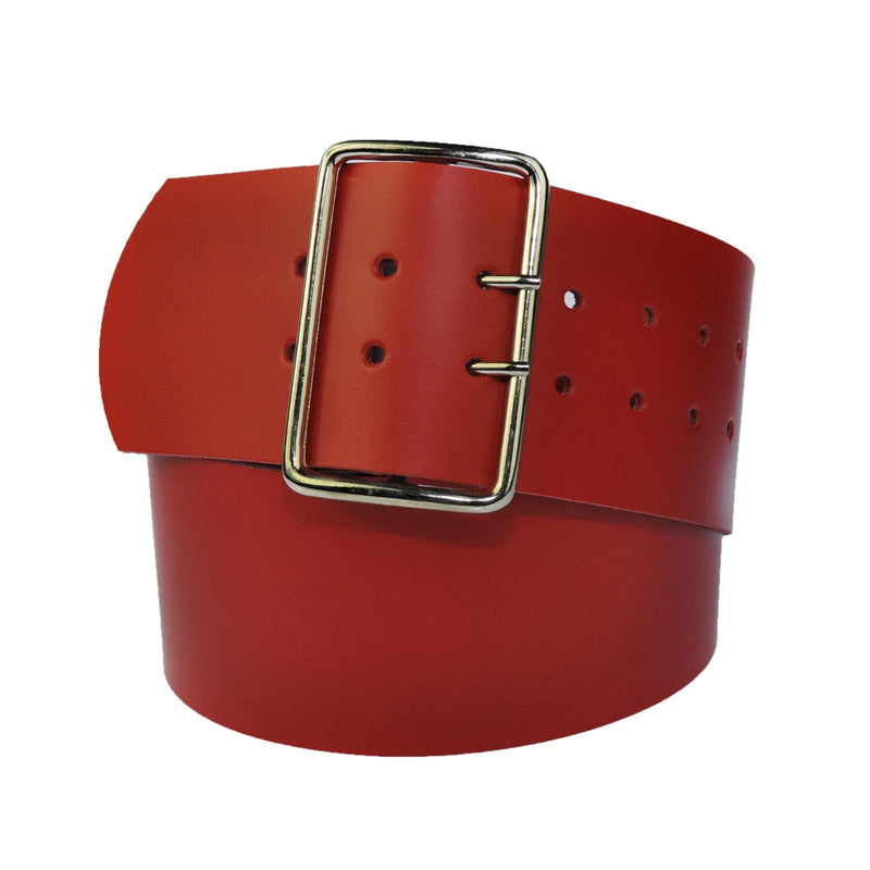 7 cm wide genuine leather belt with square roller buckle,