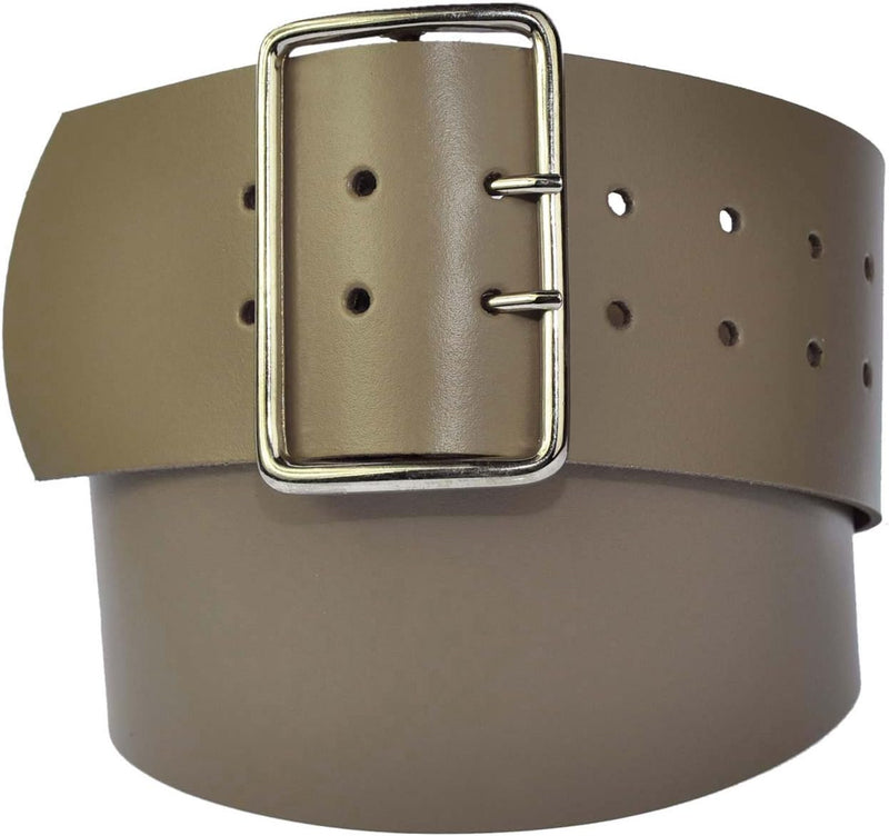 8 cm wide genuine leather belt with 4 square roller buckles