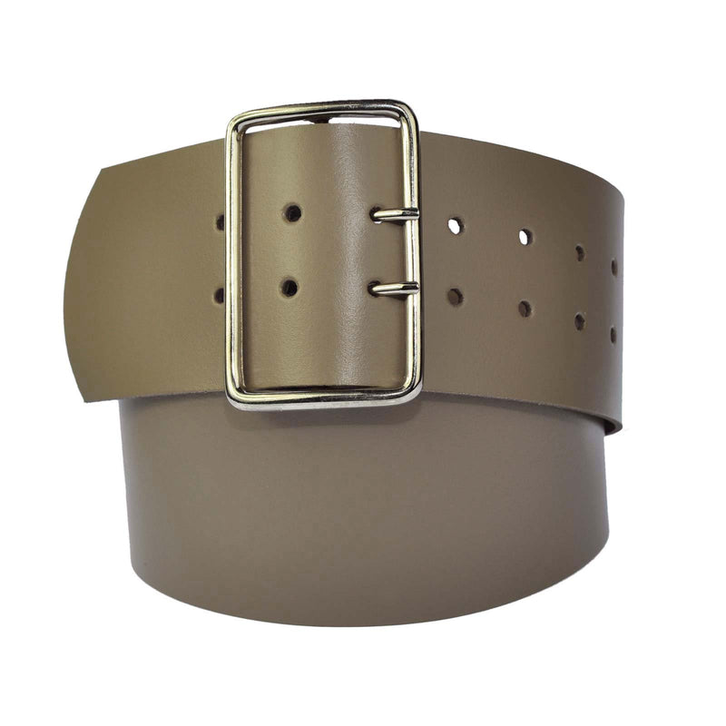 8 cm wide genuine leather belt with 4 square roller buckles