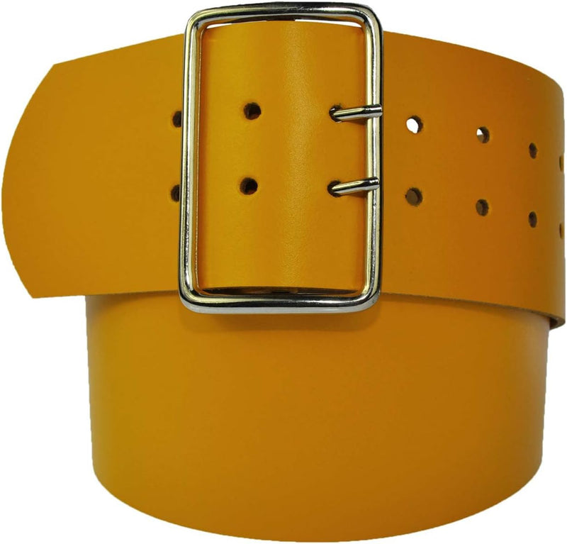 8 cm wide genuine leather belt with 4 square roller buckles