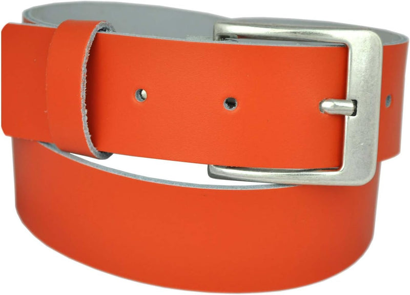 4.5 cm wide, 75 to 150 cm waist width, nickel-free genuine leather belt with antique silver buckle