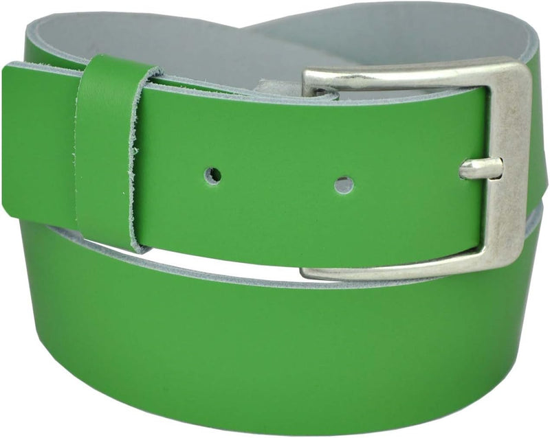 4.5 cm wide, 75 to 150 cm waist width, nickel-free genuine leather belt with antique silver buckle