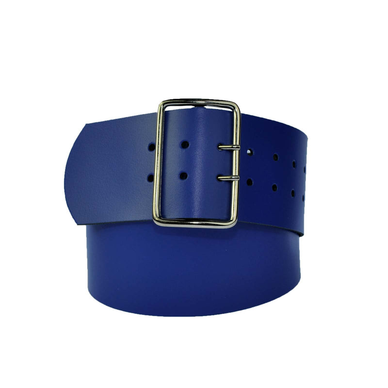 8 cm wide genuine leather belt with 4 square roller buckles