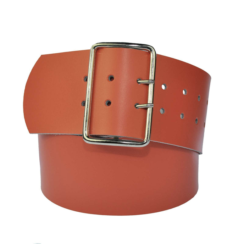 7 cm wide genuine leather belt with square roller buckle,