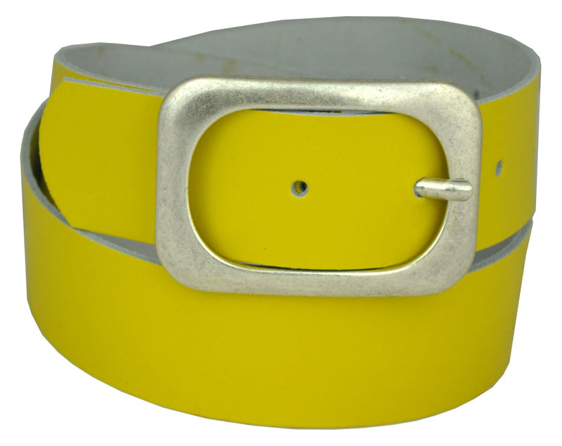 Nickel-free genuine leather belt with antique silver buckle, 4 cm wide