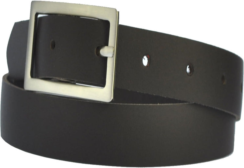 3.5 cm wide genuine leather belt with square buckle.