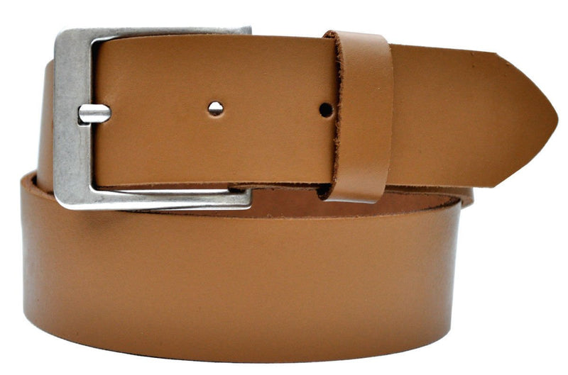 Nickel-free genuine leather belt with antique silver buckle, 4 cm wide