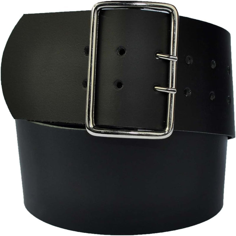 8 cm wide genuine leather belt with 4 square roller buckles