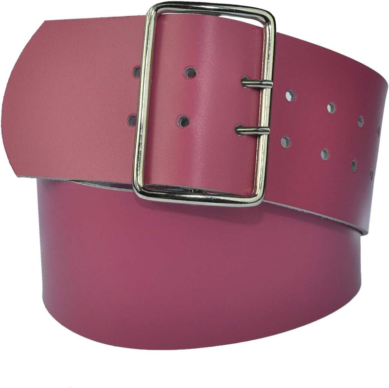 8 cm wide genuine leather belt with 4 square roller buckles