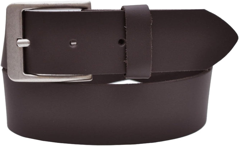 4.5 cm wide, 75 to 150 cm waist width, nickel-free genuine leather belt with antique silver buckle