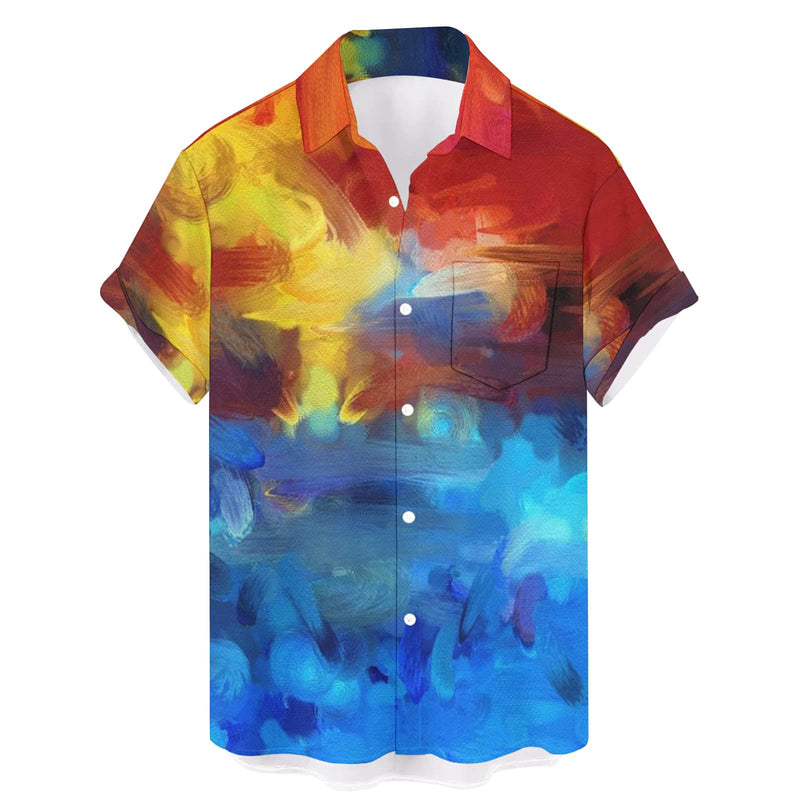 Spring Summer Casual Short Sleeve Turn-Down Collar Printed T-Shirts