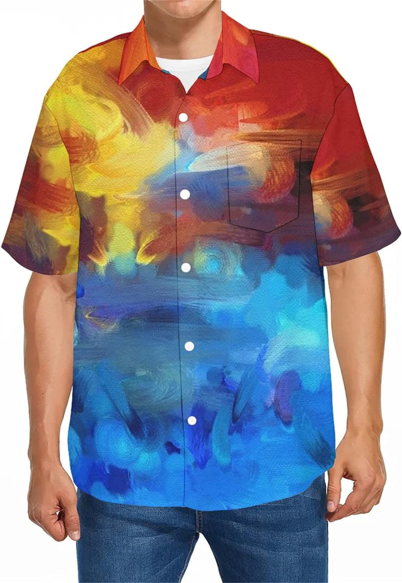 Spring Summer Casual Short Sleeve Turn-Down Collar Printed T-Shirts