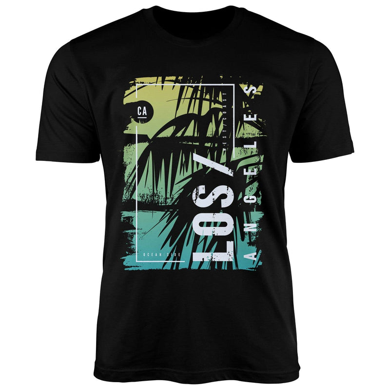 Ocean Side Summer Palm Trees Print Printed Fashion T-Shirt