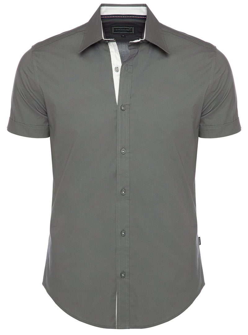 men's short-sleeved shirt, plain summer shirt in regular fit