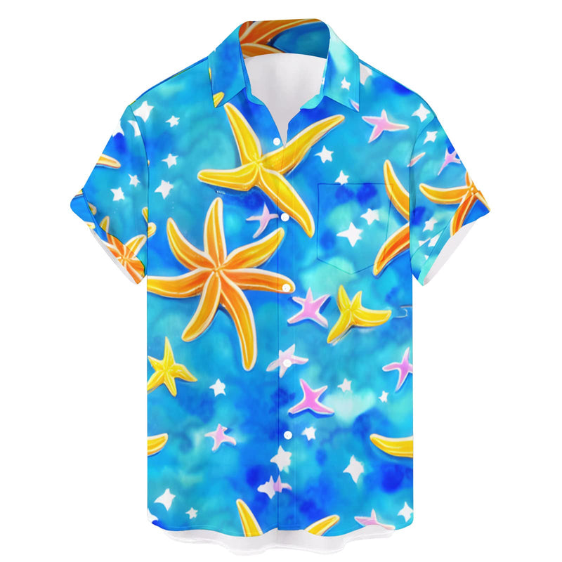 Spring Summer Casual Short Sleeve Turn-Down Collar Printed T-Shirts