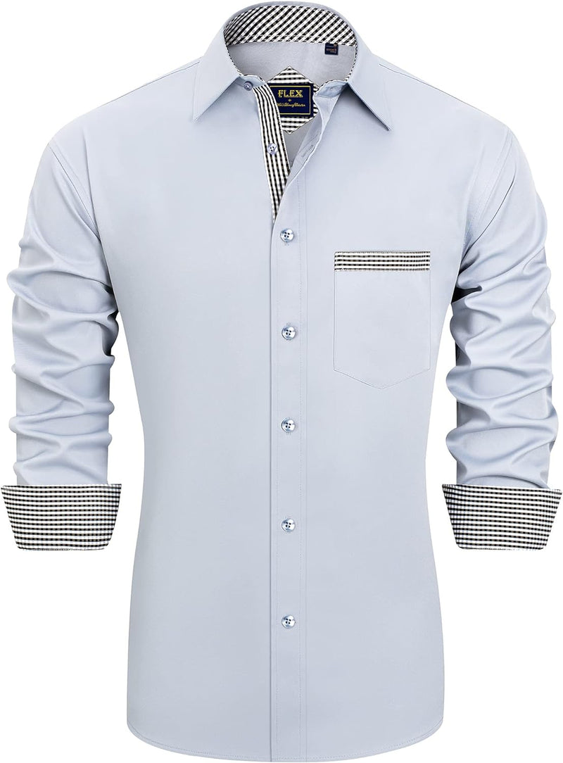 Casual Long Sleeve Stretch Dress Shirt Wrinkle-Free Shirts