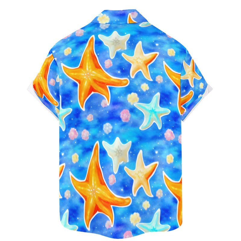 Spring Summer Casual Short Sleeve Turn-Down Collar Printed T-Shirts