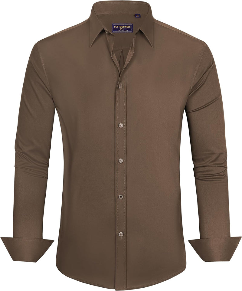 Stretch Stain Shield Long Sleeve Solid Formal Shirt