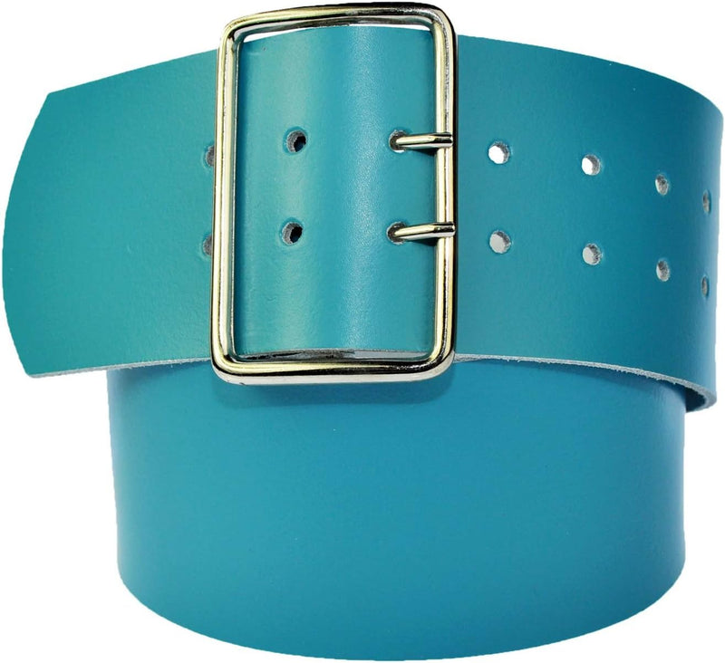 8 cm wide genuine leather belt with 4 square roller buckles