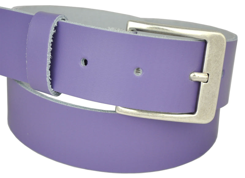 Nickel-free genuine leather belt with antique silver buckle, 4 cm wide