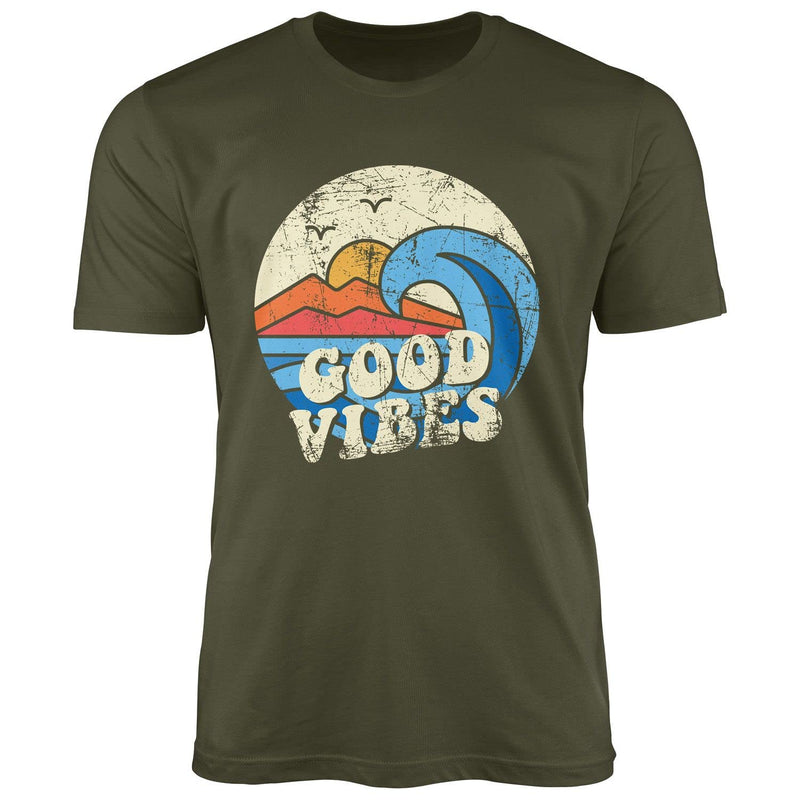 Good Vibes Wave Slogan Design Vintage Retro Fashion T-Shirt