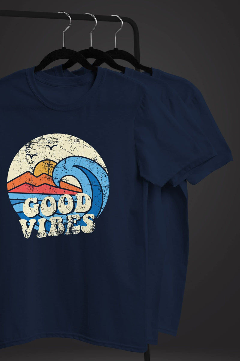 Good Vibes Wave Slogan Design Vintage Retro Fashion T-Shirt