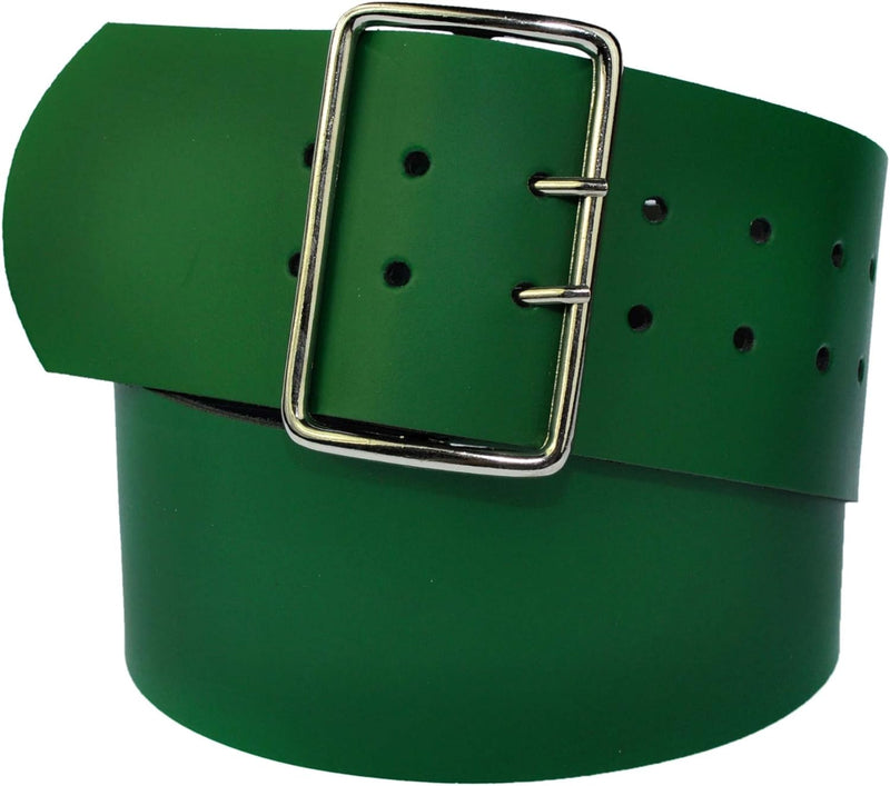 8 cm wide genuine leather belt with 4 square roller buckles