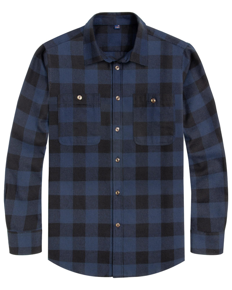 Men's Flannel Plaid Long Sleeve Regular Fit Casual Button Down Shirt