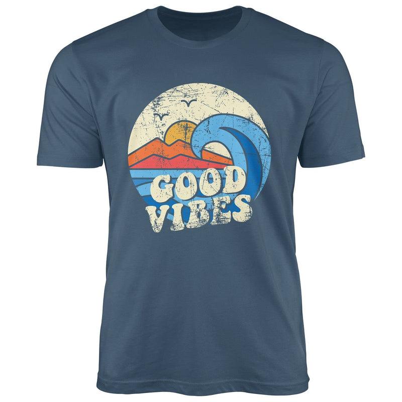 Good Vibes Wave Slogan Design Vintage Retro Fashion T-Shirt