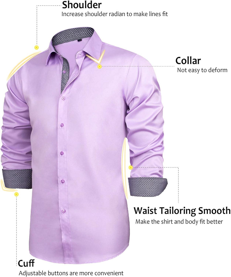 Casual Long Sleeve Stretch Dress Shirt Wrinkle-Free