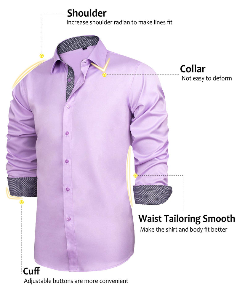 Casual Long Sleeve Stretch Dress Shirt Wrinkle-Free