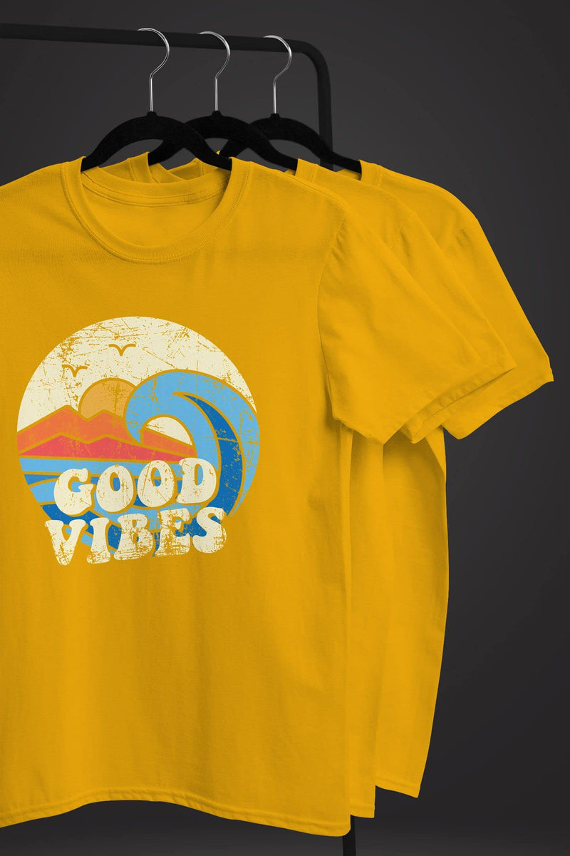 Good Vibes Wave Slogan Design Vintage Retro Fashion T-Shirt