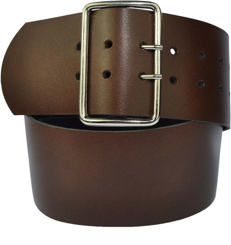 8 cm wide genuine leather belt with 4 square roller buckles