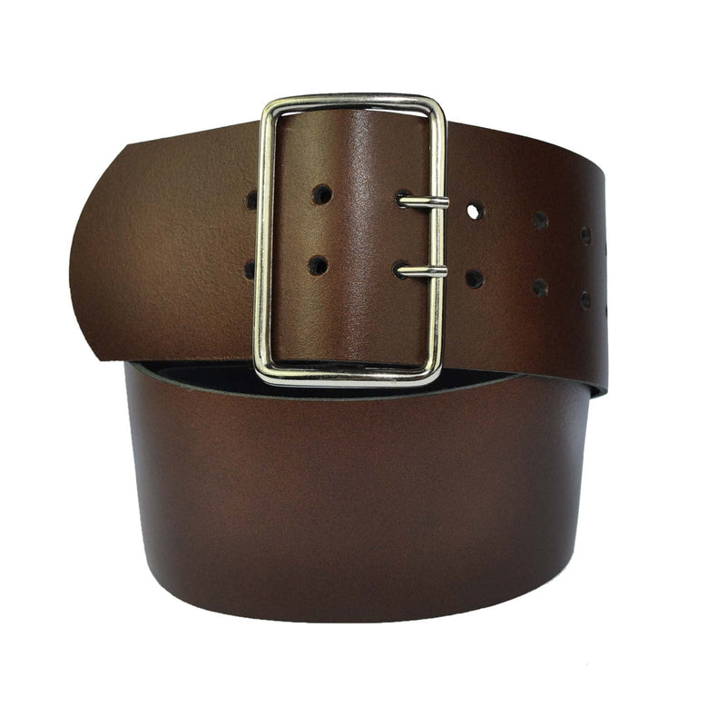 7 cm wide genuine leather belt with square roller buckle,