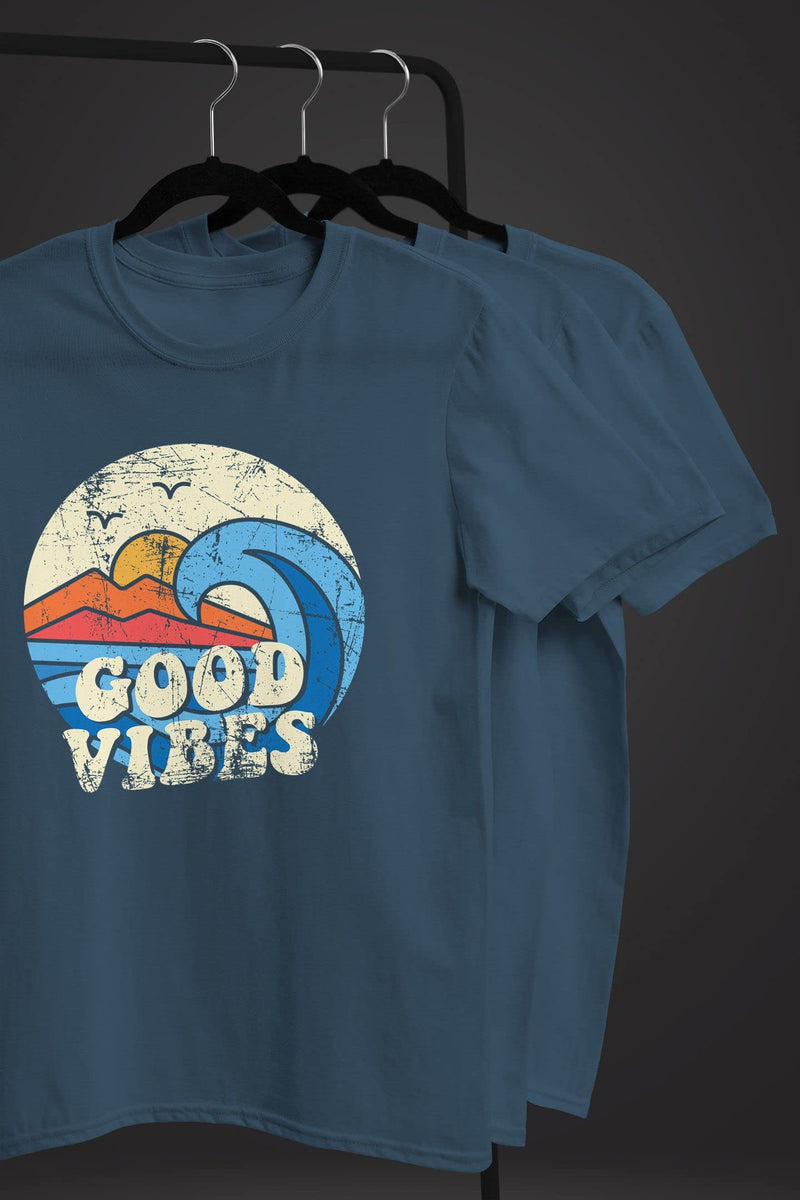 Good Vibes Wave Slogan Design Vintage Retro Fashion T-Shirt