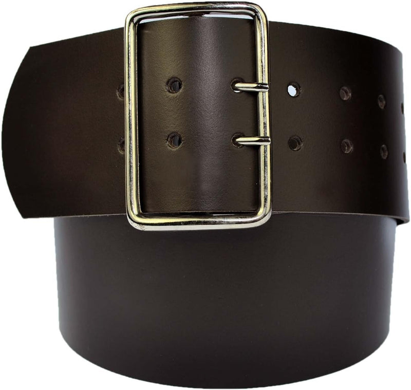 8 cm wide genuine leather belt with 4 square roller buckles