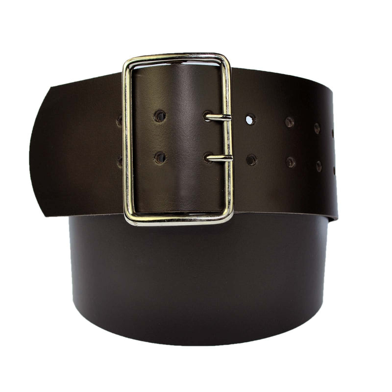 8 cm wide genuine leather belt with 4 square roller buckles