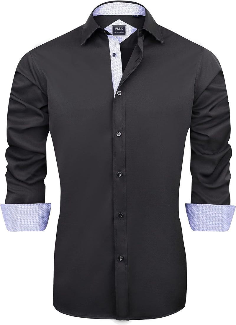 Casual Long Sleeve Stretch Dress Shirt Wrinkle-Free