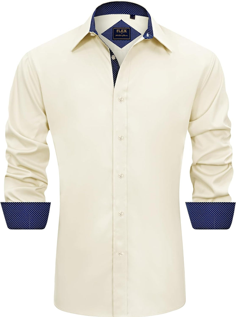 Casual Long Sleeve Stretch Dress Shirt Wrinkle-Free