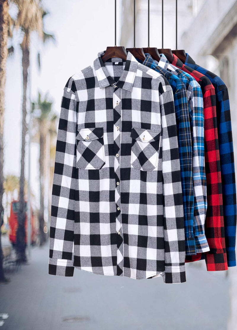 Men's Flannel Plaid Long Sleeve Regular Fit Casual Button Down Shirt